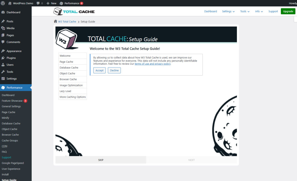 W3 Total Cache Setup Guide Page