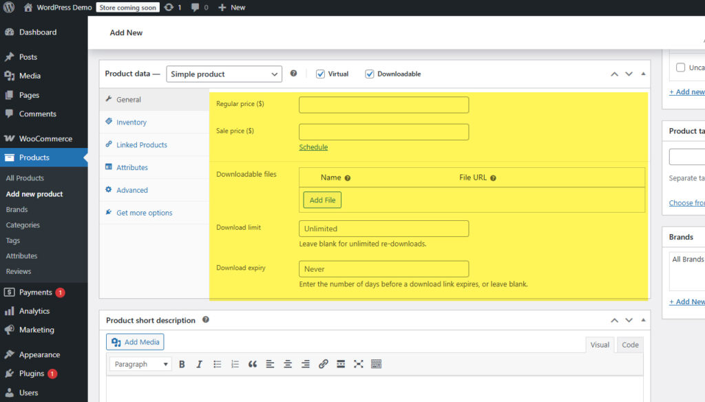 WooCommerce Digital Product Details