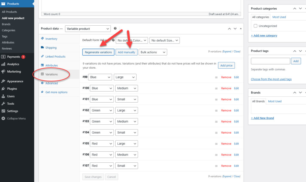 WooCommerce Variations Tab