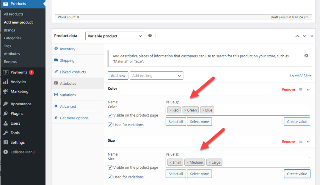 WooCommerce Product Attributes Tab